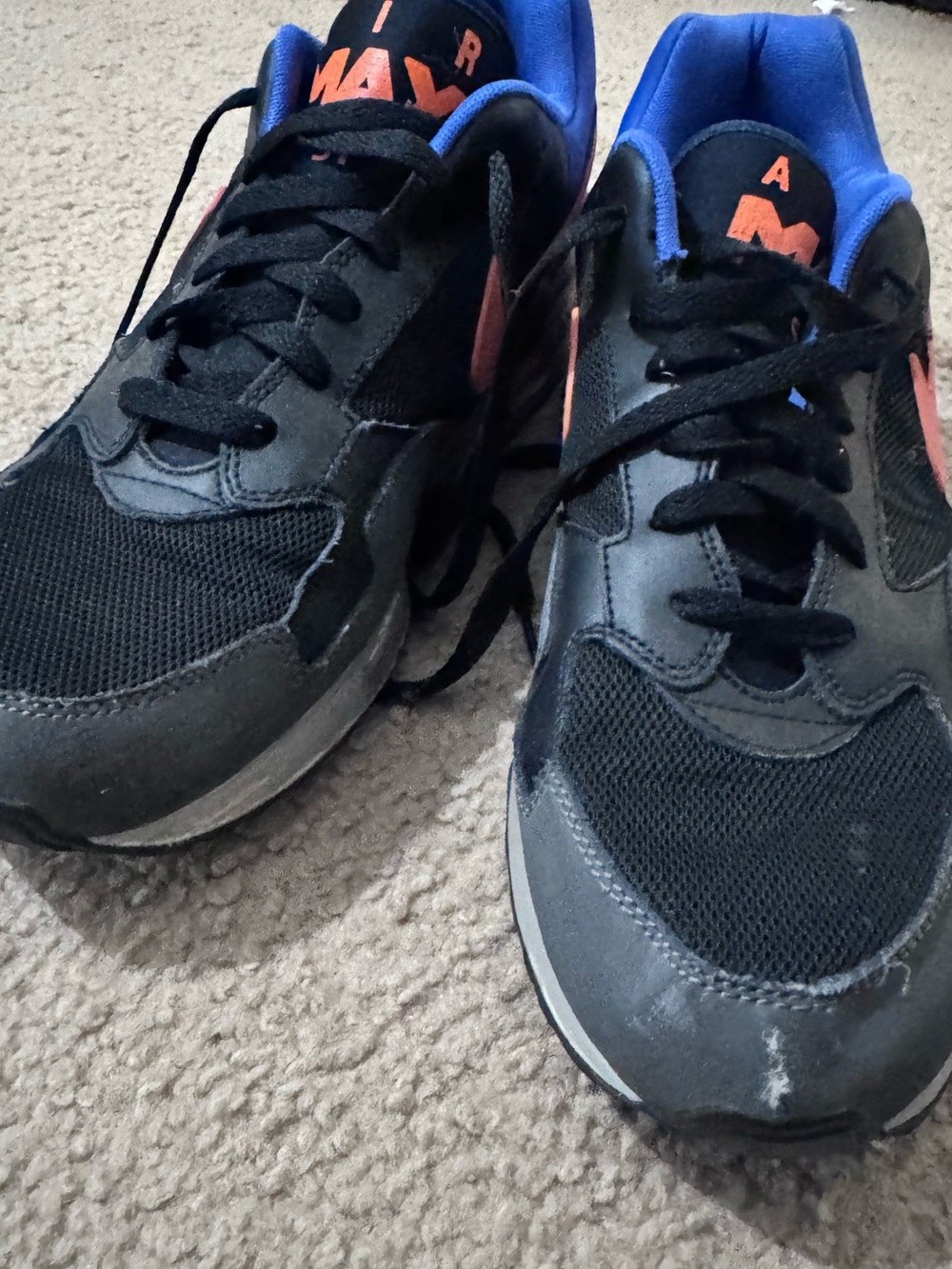 Men’s Nike Air Max Sneakers Size 12 Black Blue Orange – Fair Used Condition - Picture 4 of 10